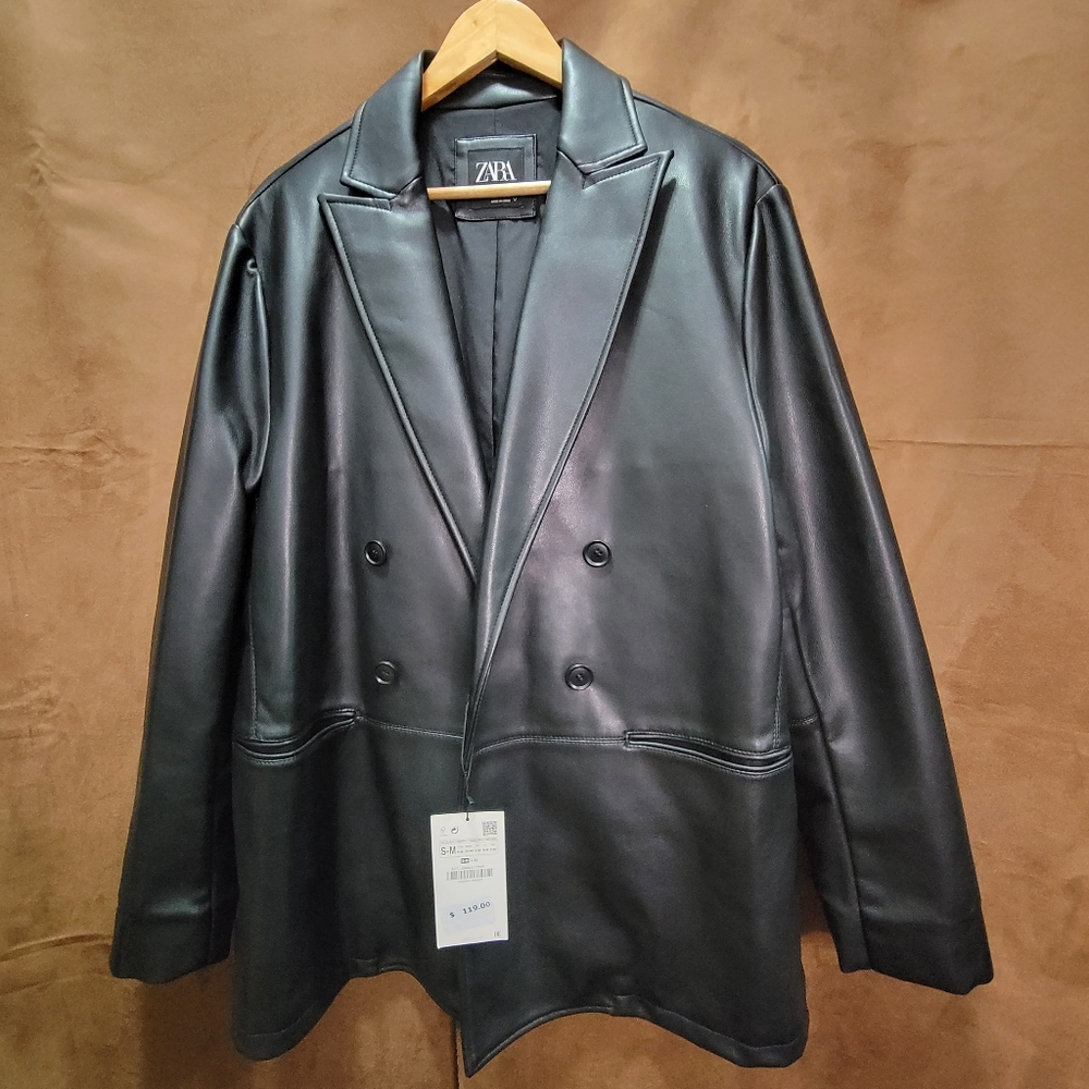 Men's Zara faux leather blazer